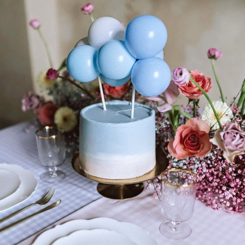 PartyDeco - Tortenaufsatz - blaue Luftballons