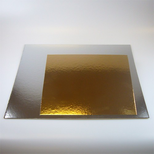 Square base for cake gold / silver 20cm