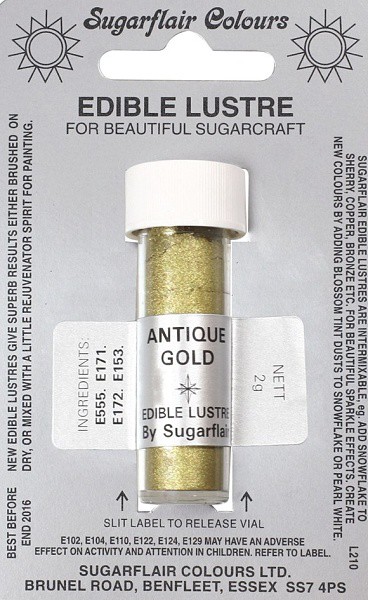 Sugarflair prachová perleťová barva - zlatá - Antique Gold 2g