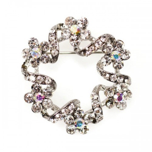 Diamond brooch - wreath - 40mm