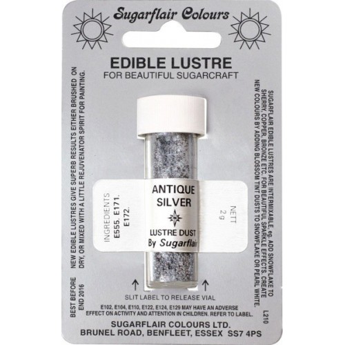 Sugarflair Lustre Dust - Silver - Antique Silver 2g