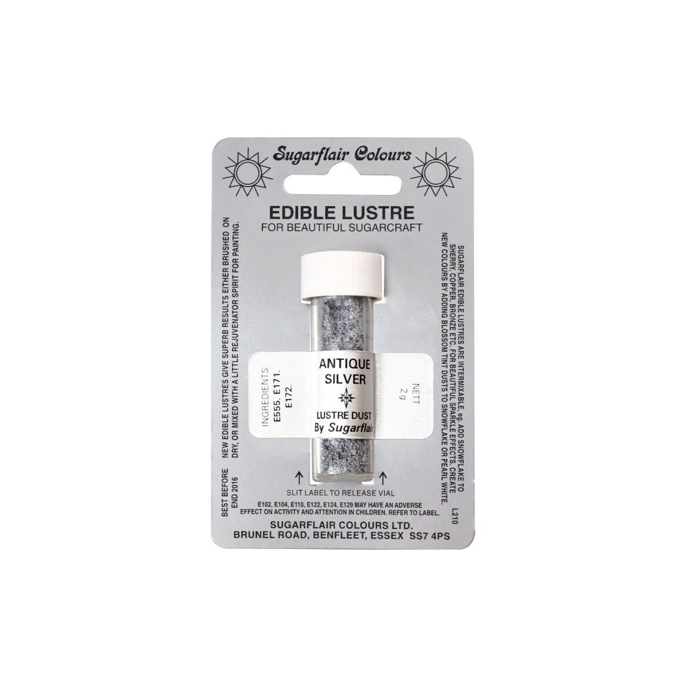 Sugarflair Lustre Dust - Silver - Antique Silver 2g