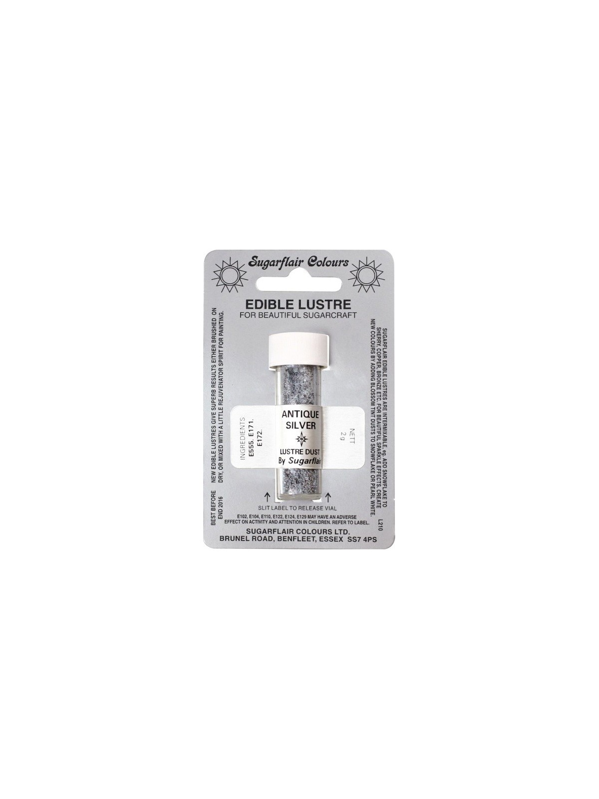 Sugarflair Lustre Dust - Silver - Antique Silver 2g