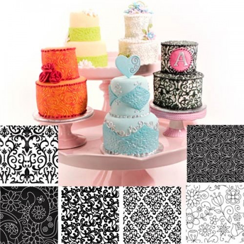 Set of stamp pads - floral patterns - 6pcs