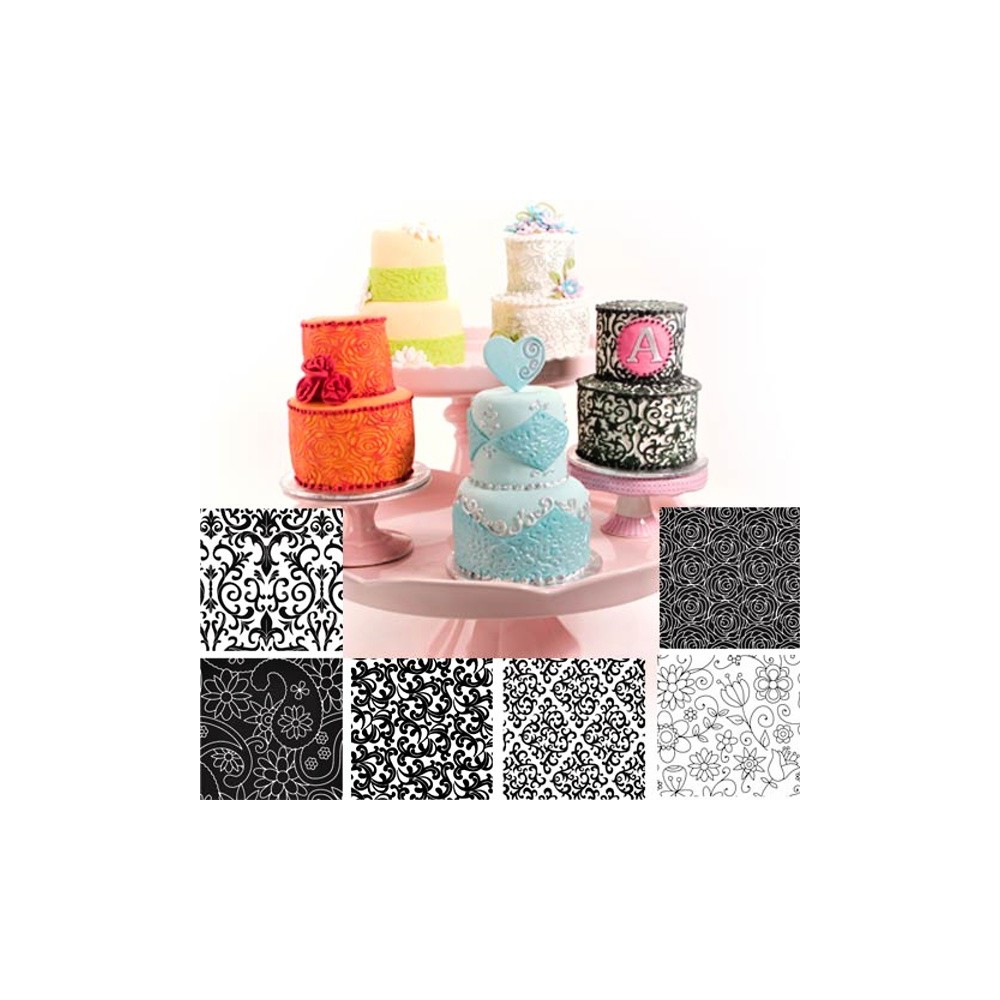 Set of stamp pads - floral patterns - 6pcs