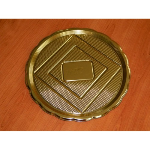 Alcas - plastikowa taca na ciasto - złota okrągła 28cm