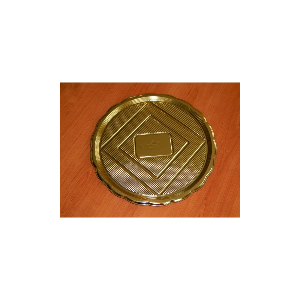 Alcas - umělohmotný tác pod dort - zlatý kulatý 28cm