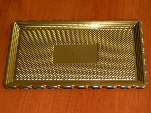Alcas umělohmotný tác pod dort - zlatý 37,5x28cm