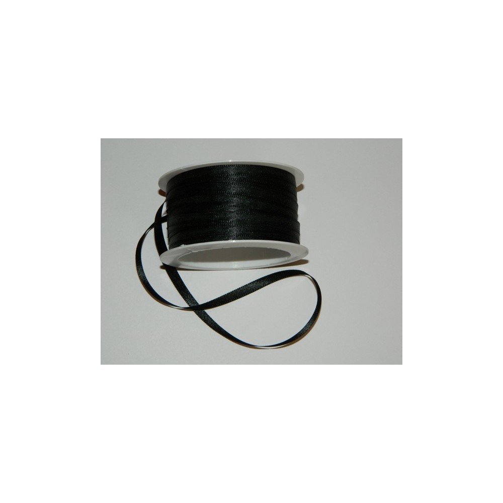 Satin ribbon - black 20m / 5 mm