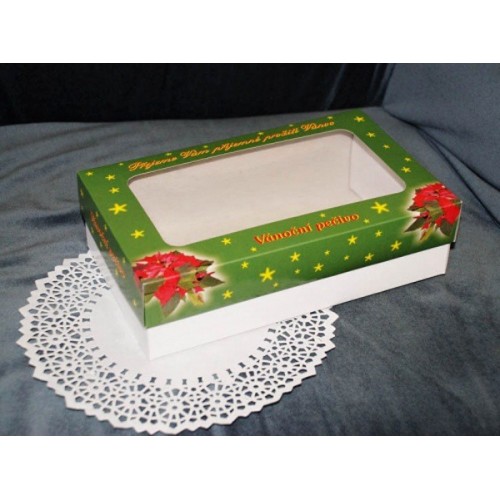 Krabice na vianočné pečivo - vianočné zelená - 1kg