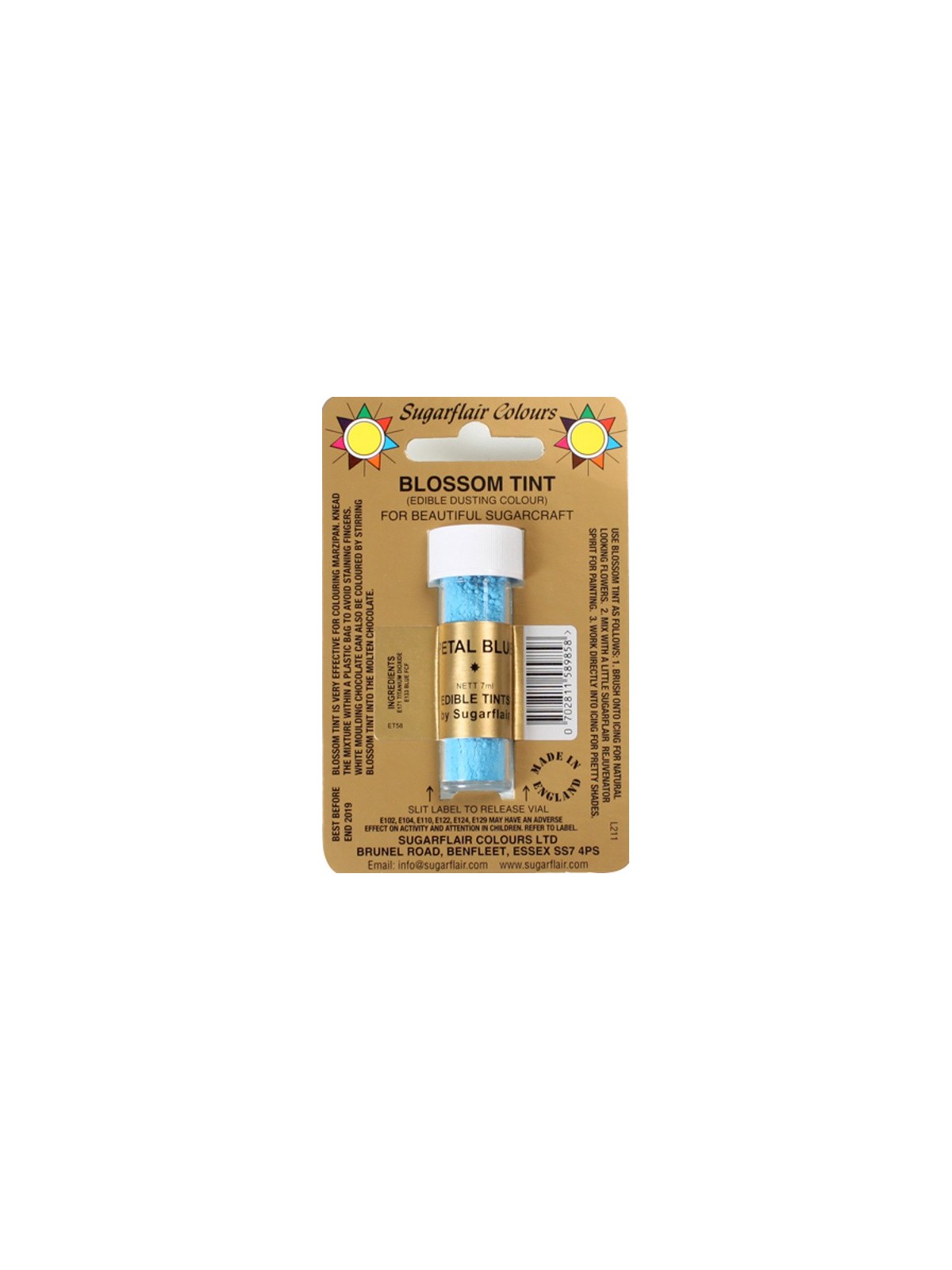 Sugarflair - prášková farba - Modrá - PETAL BLUE 7 ml