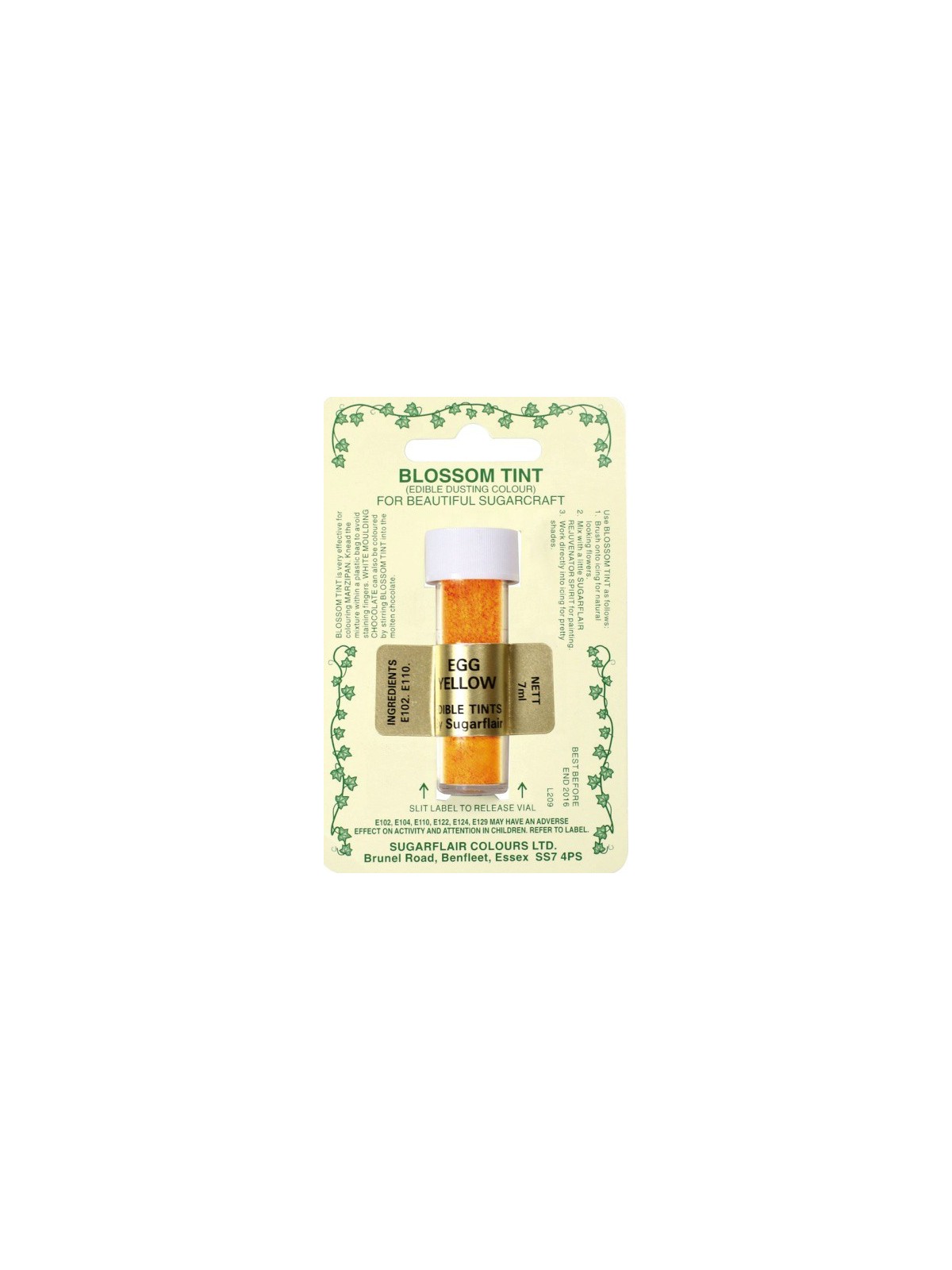 Sugarflair - farba proszkowa - żółty - EGG YELLOW - 7ml