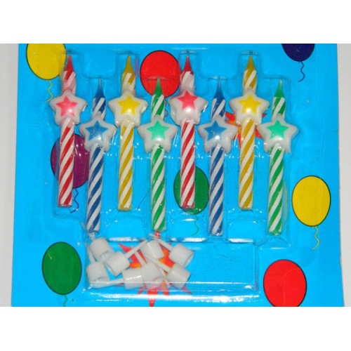 Birthday candles with with stars - 8pc