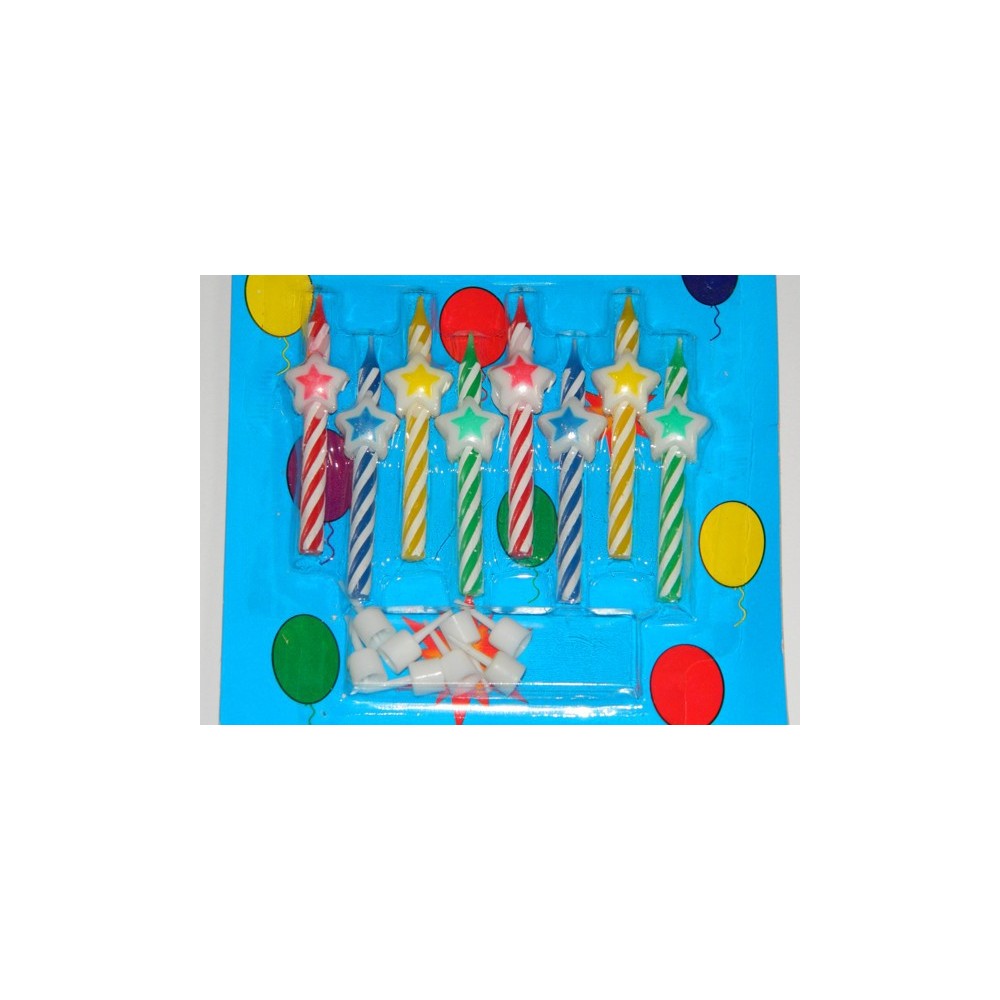 Birthday candles with with stars - 8pc