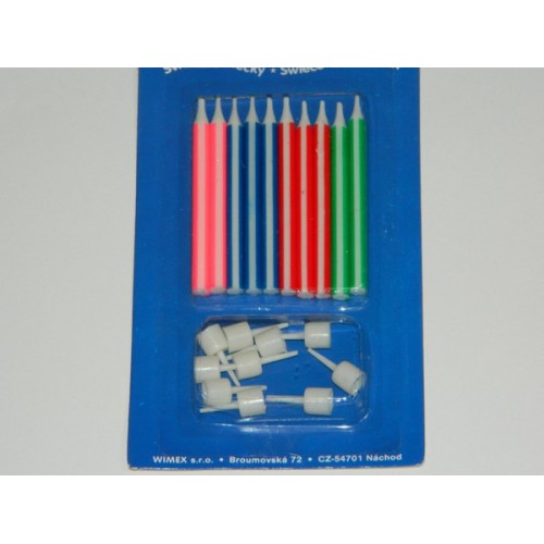 Birthday candles with stripe - 10pcs