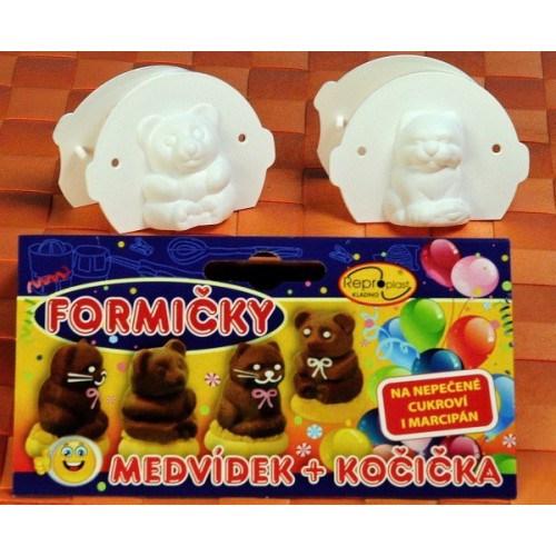 Opening molds - bear, cat 2pcs