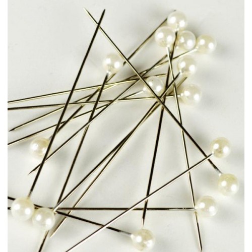 Decorative pin - white pearl - 65mm/10pcs