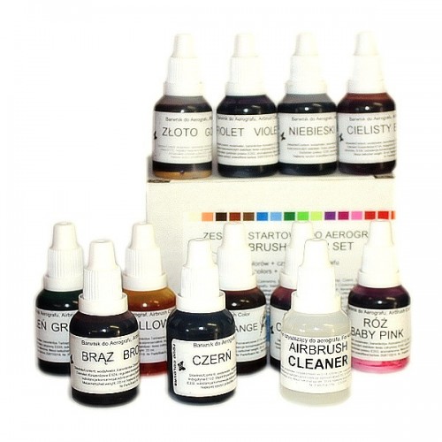 Set of airbrush colors and cleaner Food Colors (12 pcs)