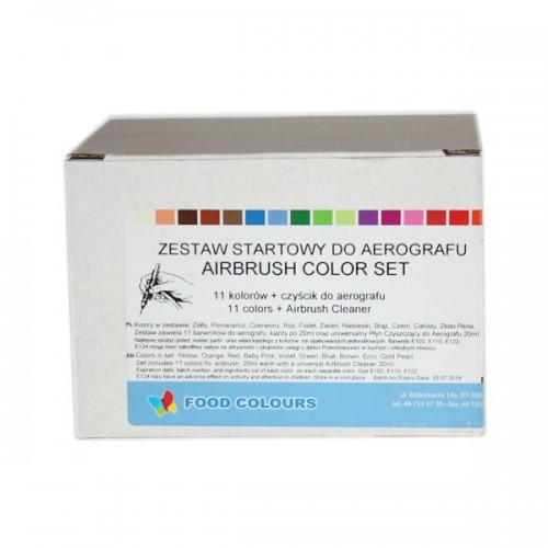 Sada airbrushových farieb a čističa Food Colours (12 ks)