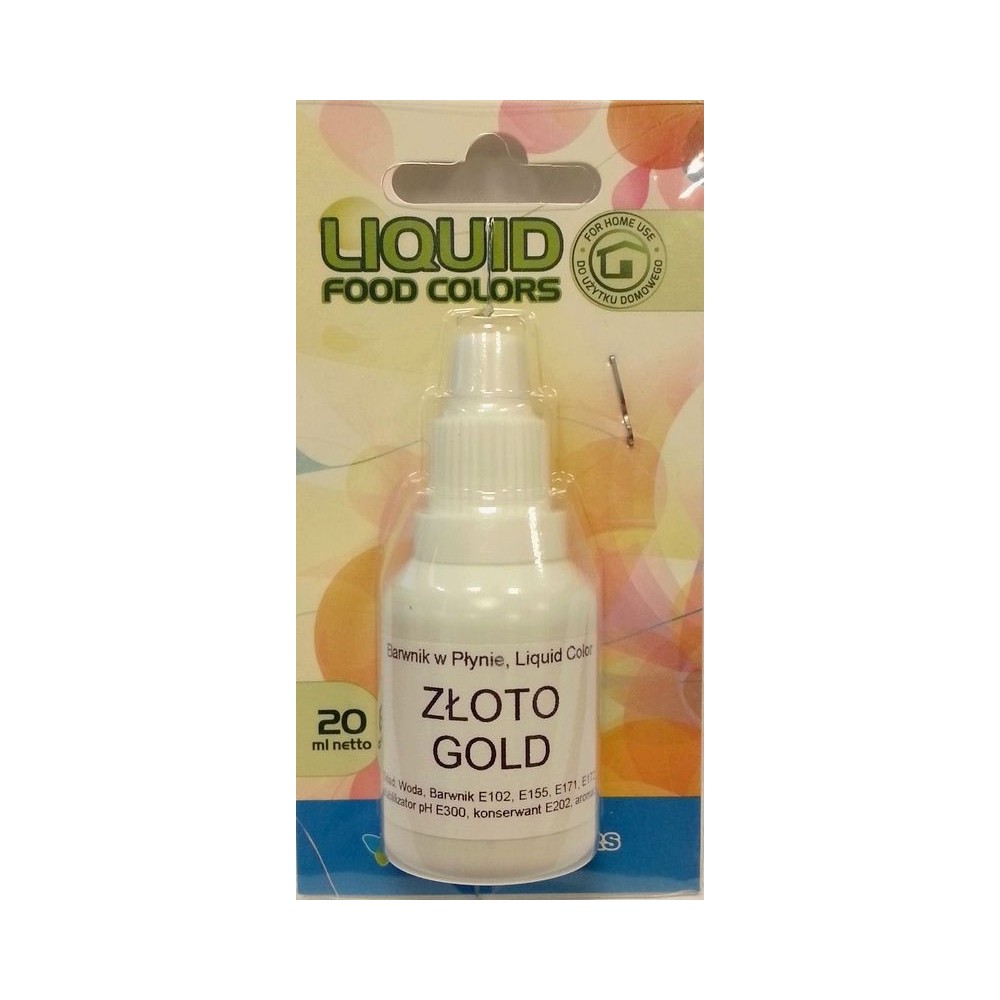 Farba aerografu perłowa płynna Food Colours Gold (20 ml) Złota