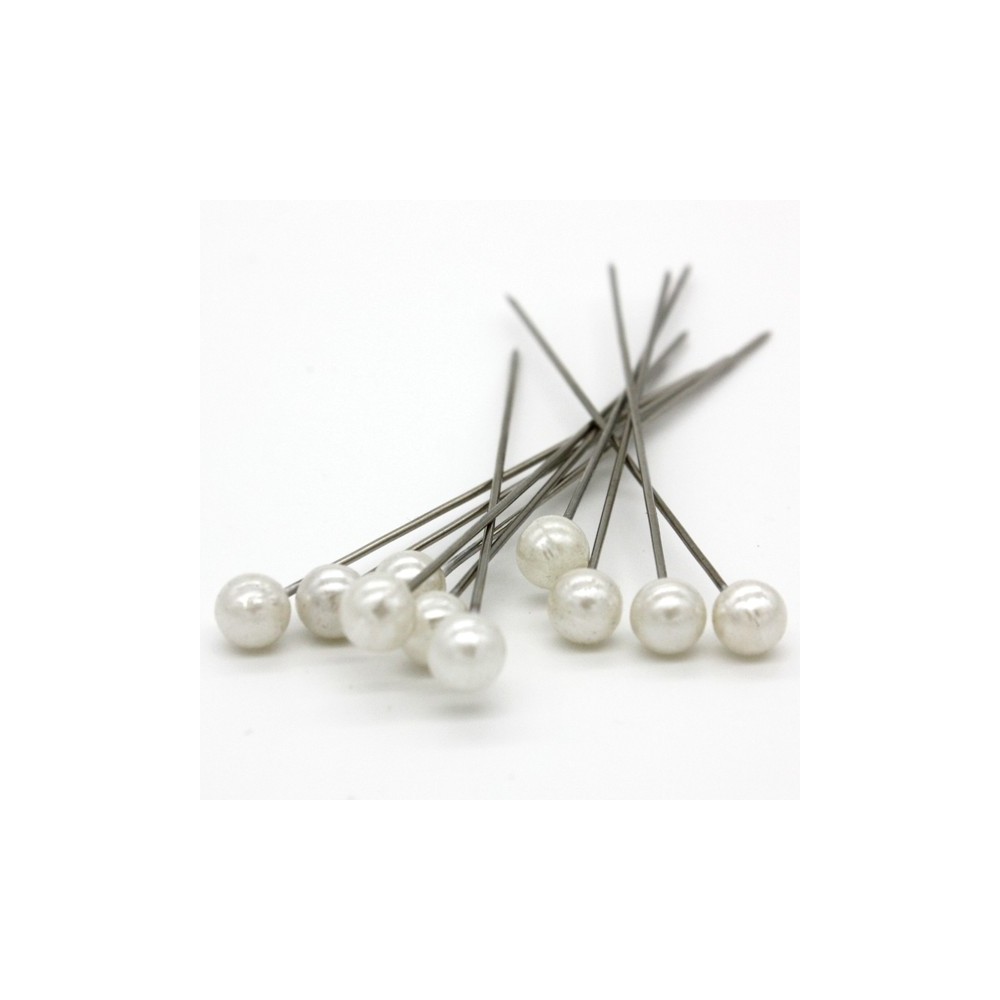  Decorative pins - White Pearl - 65mm/10ks