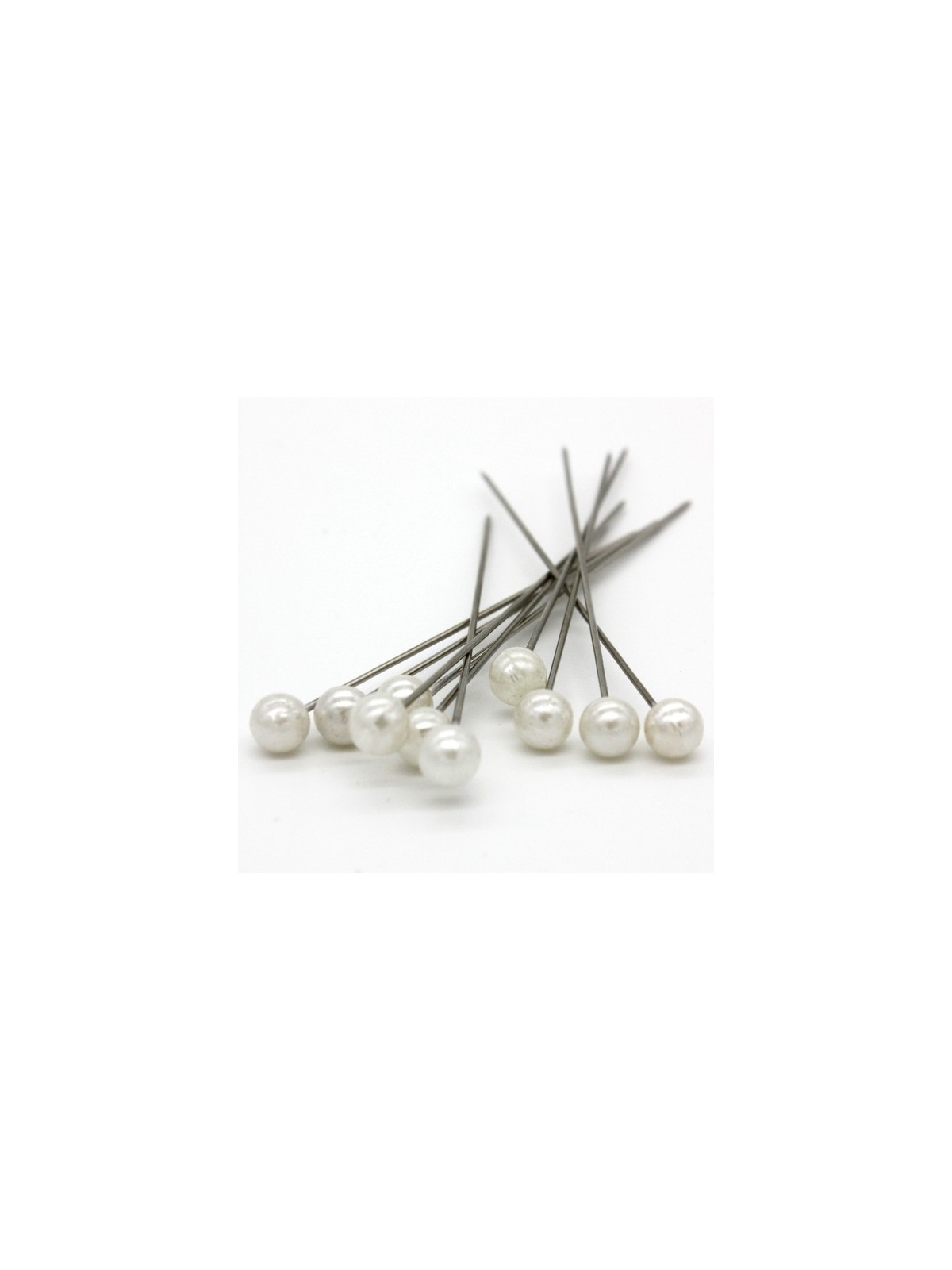 Dekorační špendlík - bílá perla - 65mm/10ks