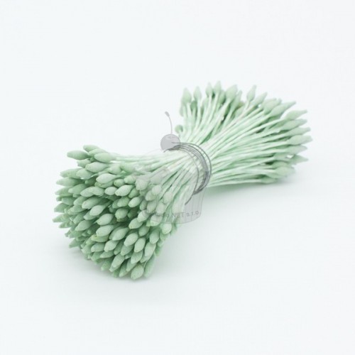 Floral stamens - dull small pointed - green 72 pcs