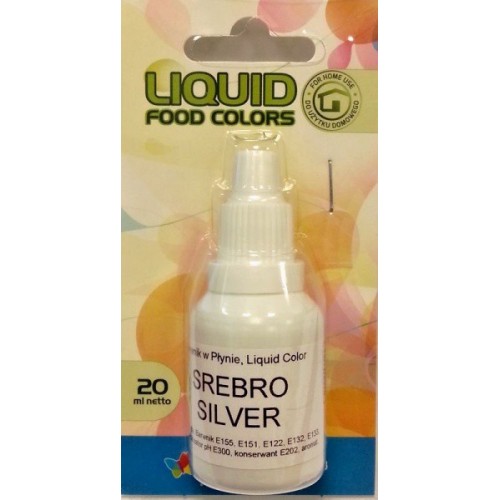 Airbrush Pearlescent Liquid Food Colour Silver (20 ml) Silver.