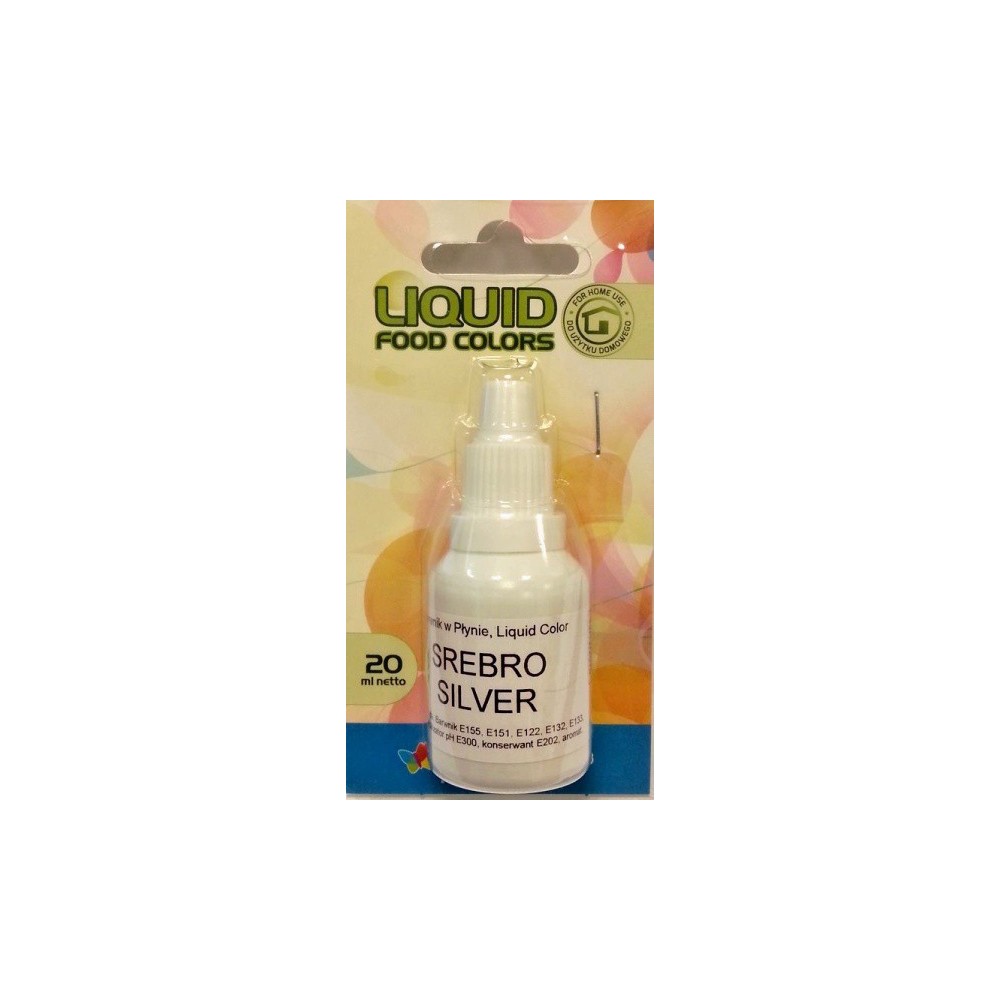 Airbrush Pearlescent Liquid Food Colour Silver (20 ml) Silver.