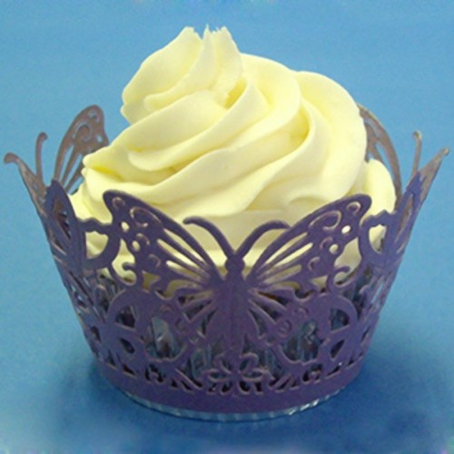 PME Cupcake Wrappers - čipkový košíček - motýľ fialový - 12ks