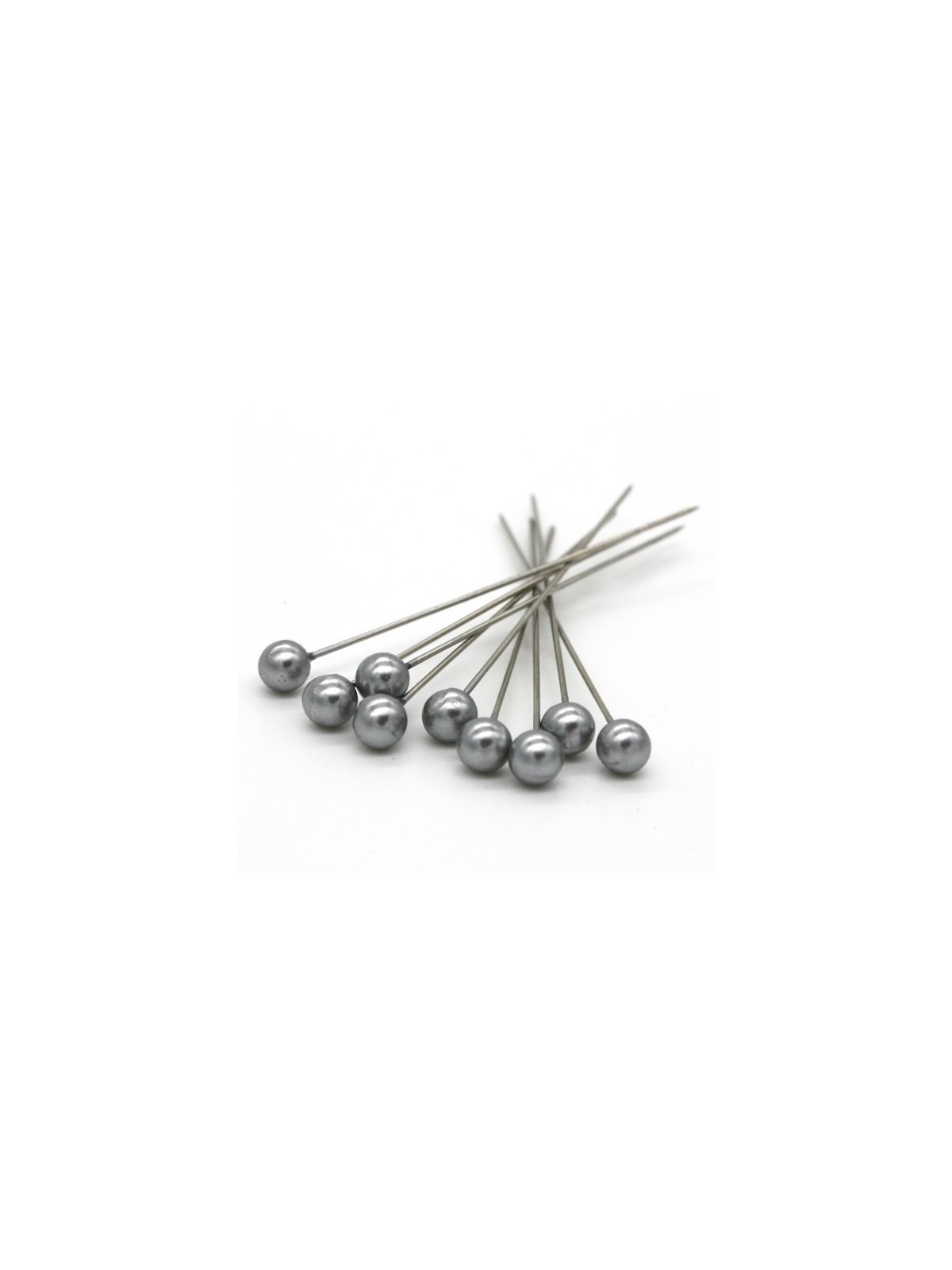 Dekoračné špendlíky - strieborná perla - 65mm/9ks