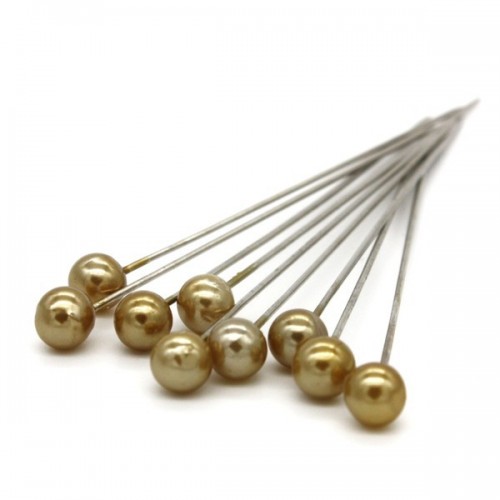  Decorative pins - Gold Pearl - 65mm/9ks