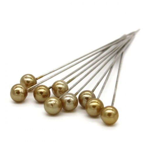 Decorative pin - golden pearl - 65mm/9pcs