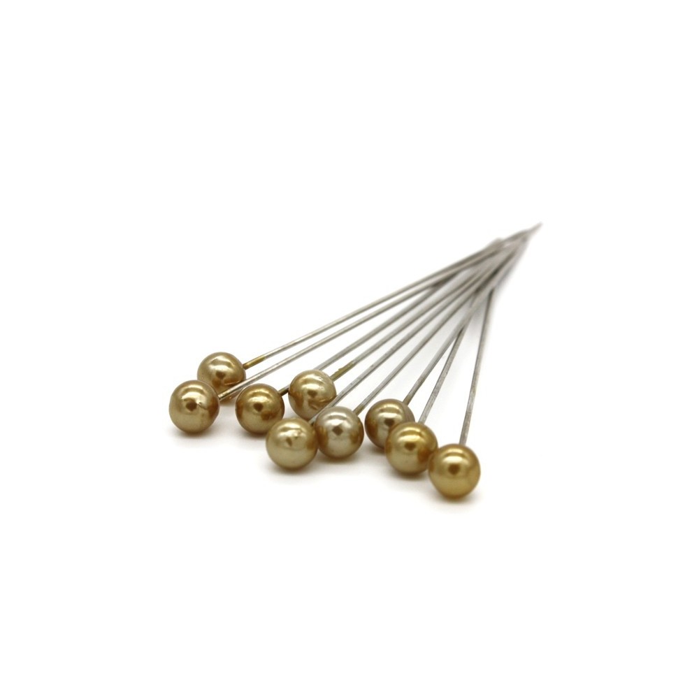 Decorative pin - golden pearl - 65mm/9pcs