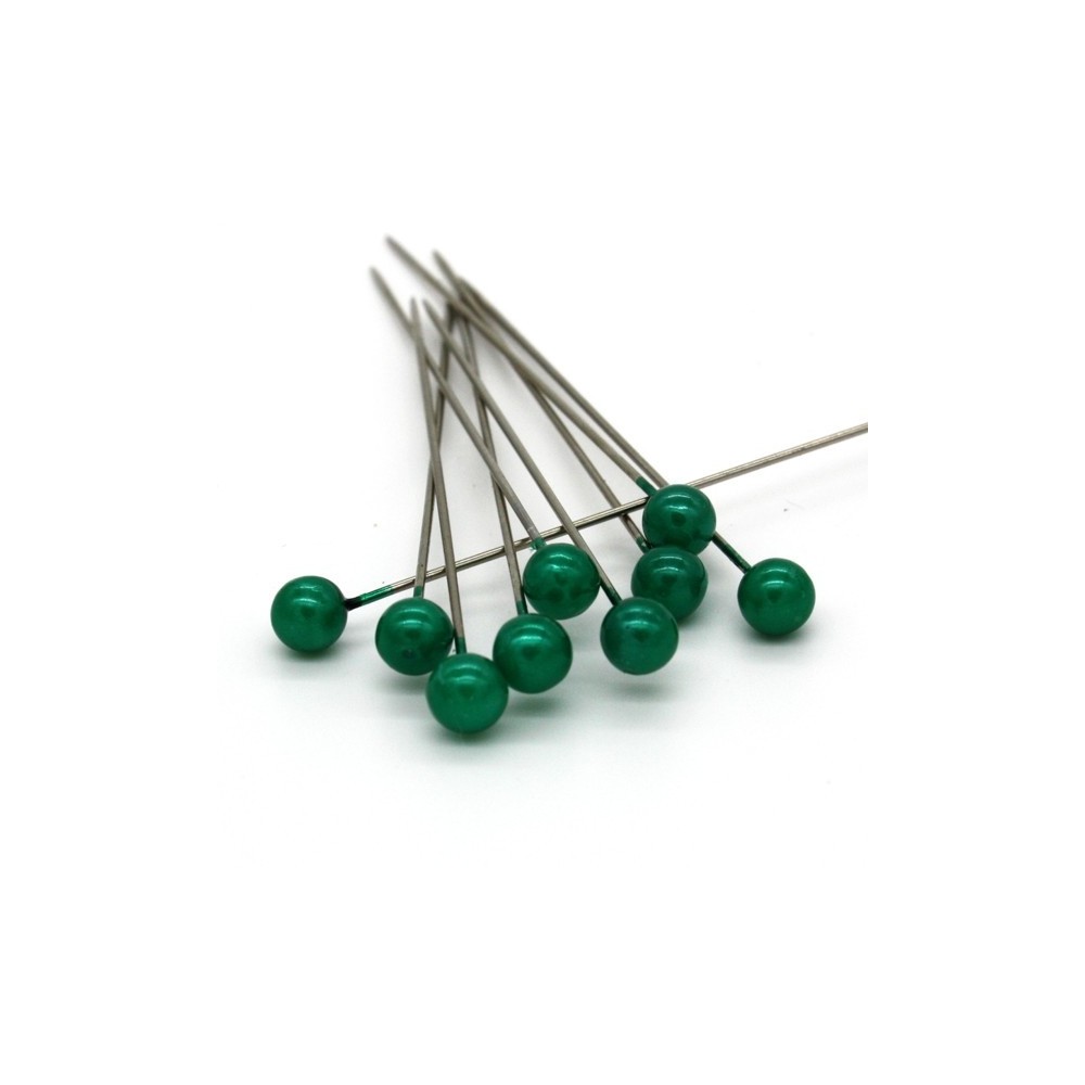  Decorative pins - dark green Pearl - 65mm/9ks