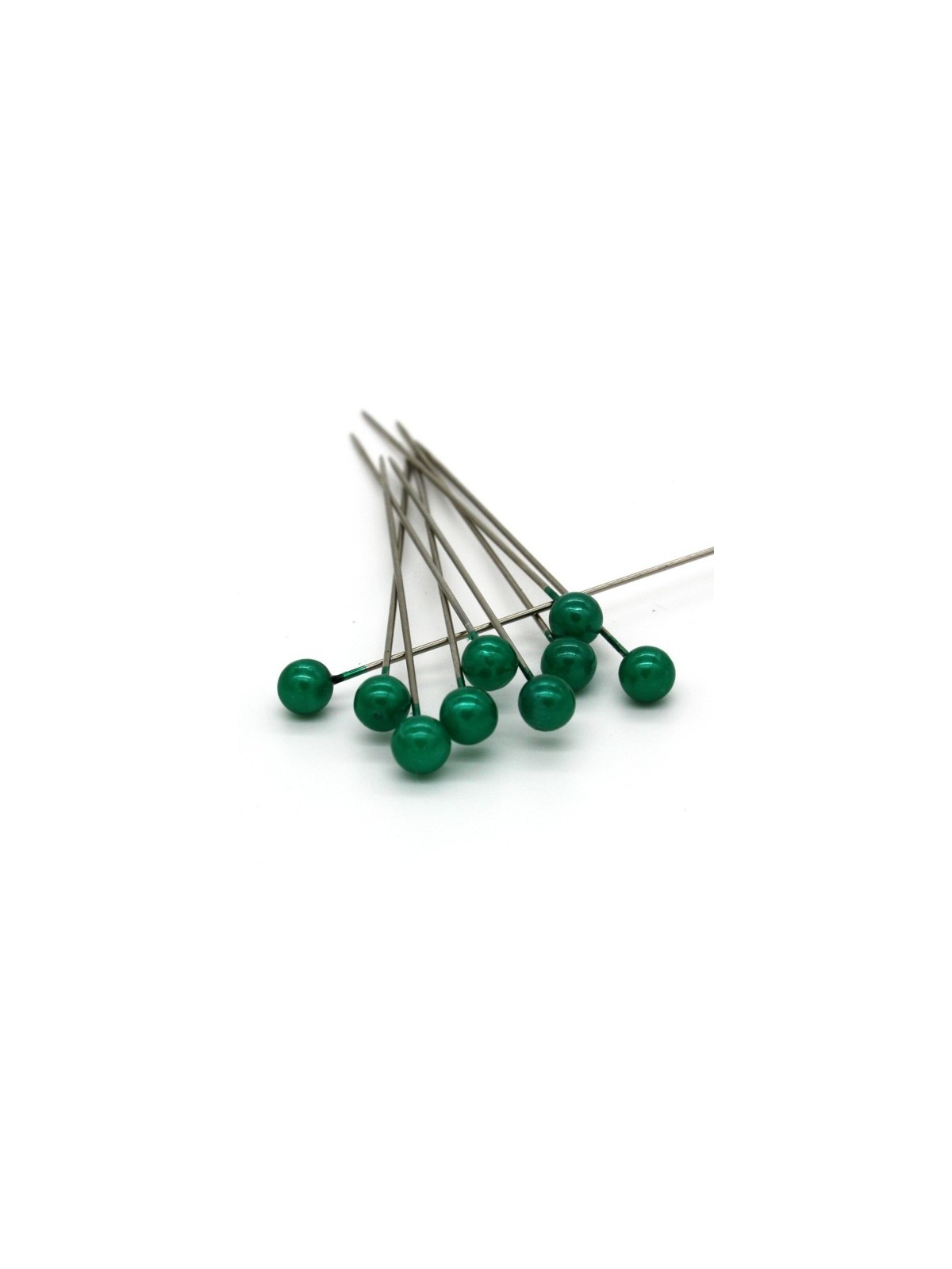  Decorative pins - dark green Pearl - 65mm/9ks