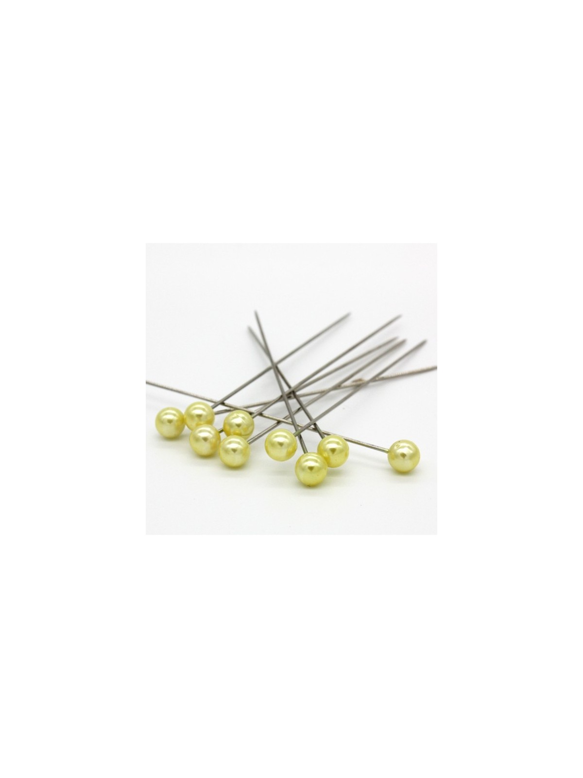 Dekorační špendlík - žlutá  perla - 65mm/9ks