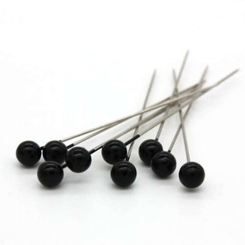  Decorative pins - black Pearl - 65mm/9ks