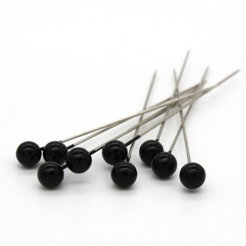 Decorative pin - black pearl - 65mm/9pcs