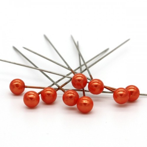 Decorative hairpin - orange pearl - 65mm/9pcs