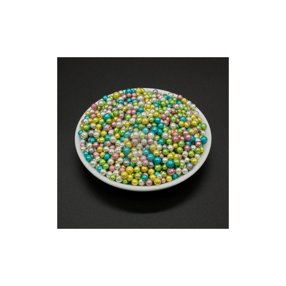 Cukrovej perličky 3-4mm - dúhové farebné - 100g