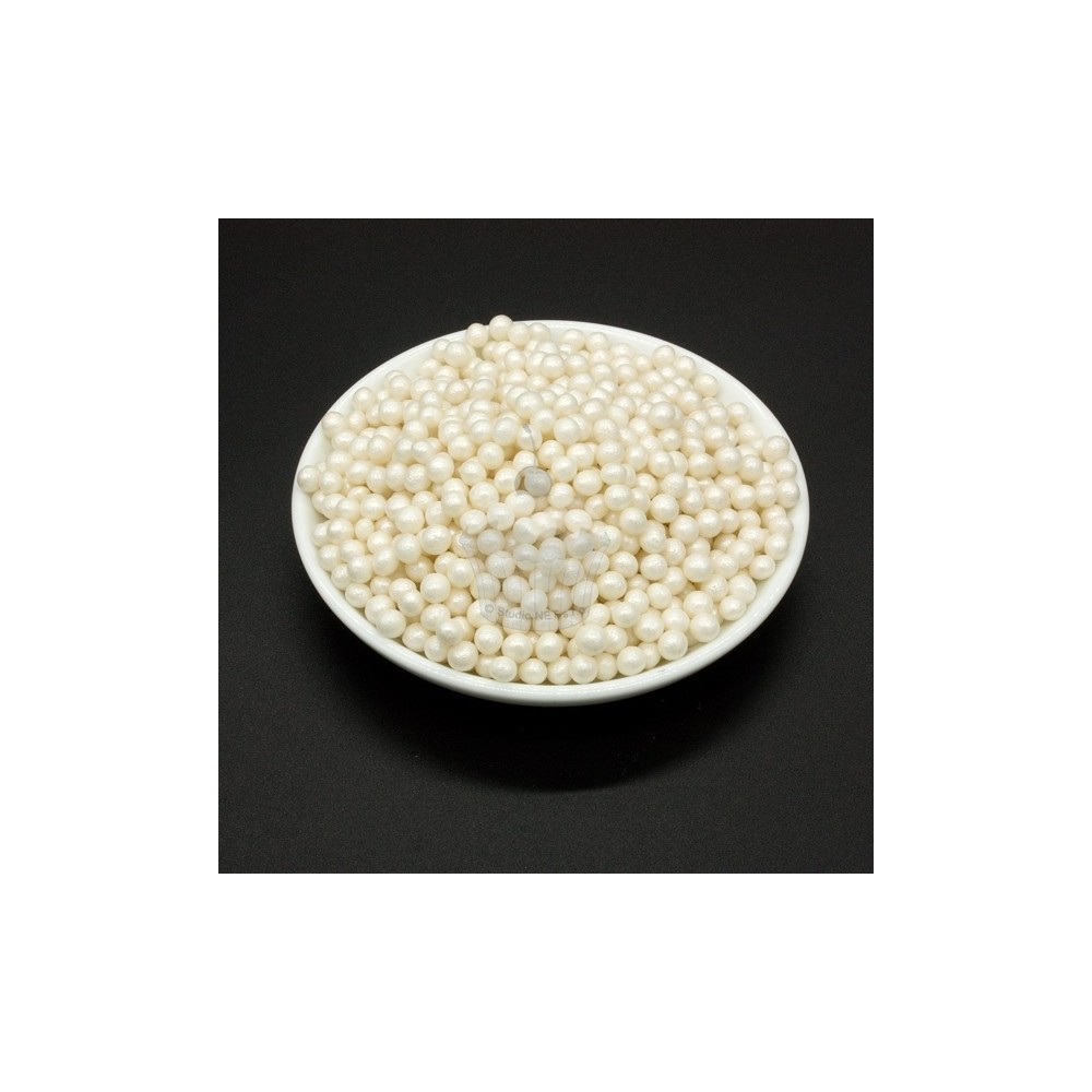Cukrové perličky 4mm bílá perleť - 100g