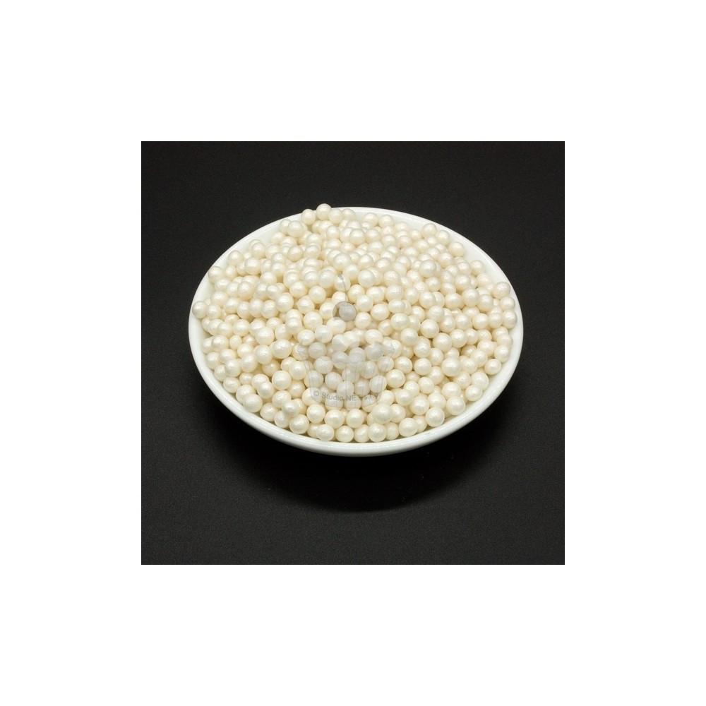 Sugared pearls 4mm white shimmer - 100g