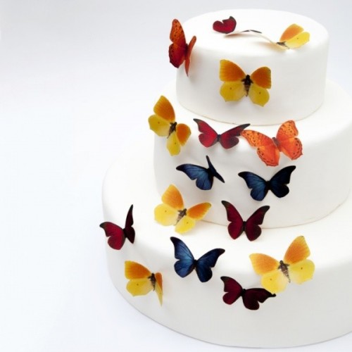 Essbare Papier - Schmetterlings-mix Farben 6Stk