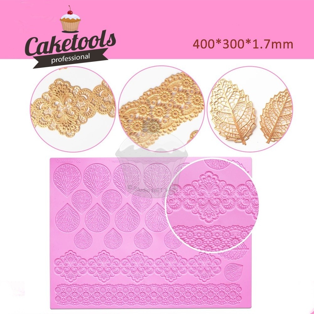 Silicone stencil for edible lace - Leaves