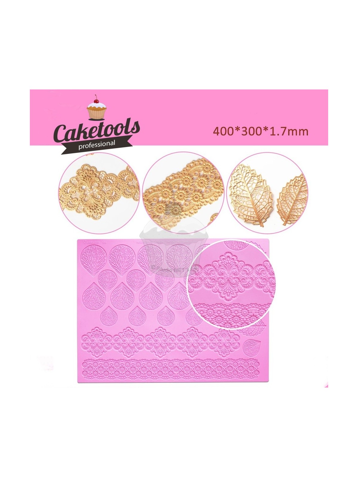 Silicone stencil for edible lace - Leaves