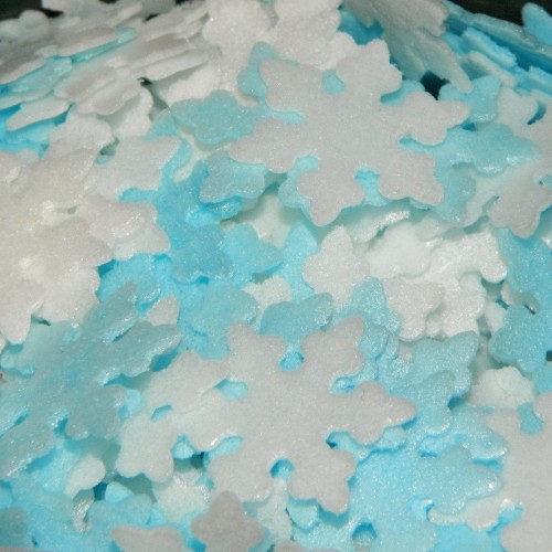 Edible paper - White / blue flakes 10g