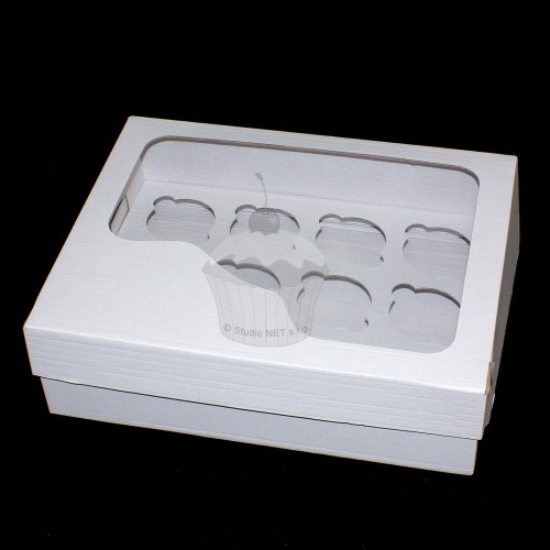 Muffin-/ Cupcake-Box - stabil - weiß - 12