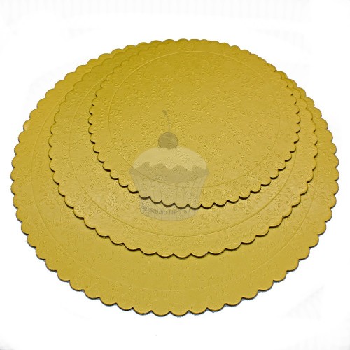 Set of 3 golden round cake boards