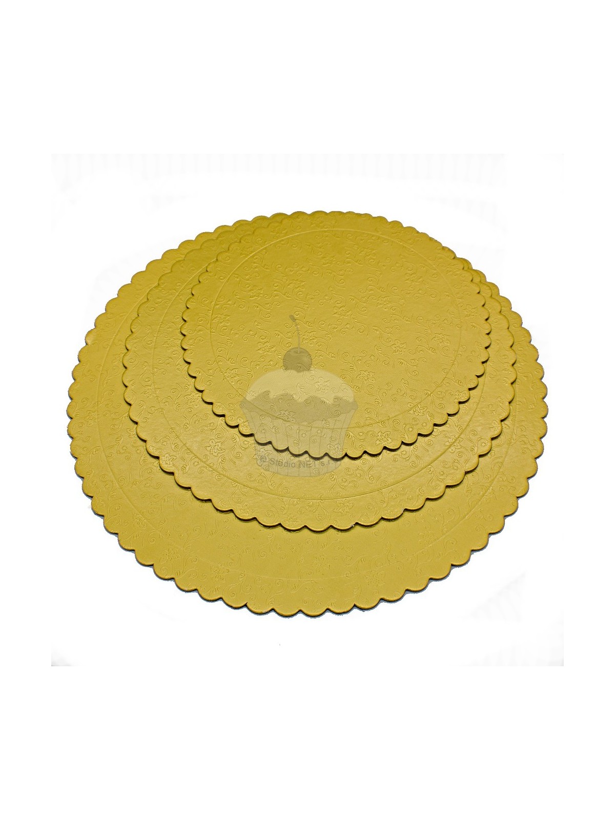 Set of 3 golden round cake boards